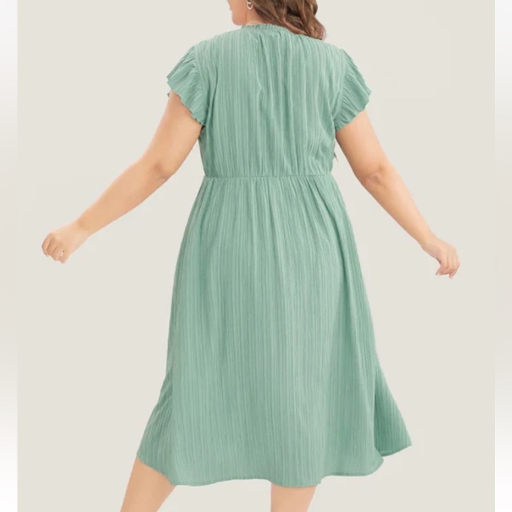 Bloomchic Solid Striped Flutter Maxi Dress - image 2